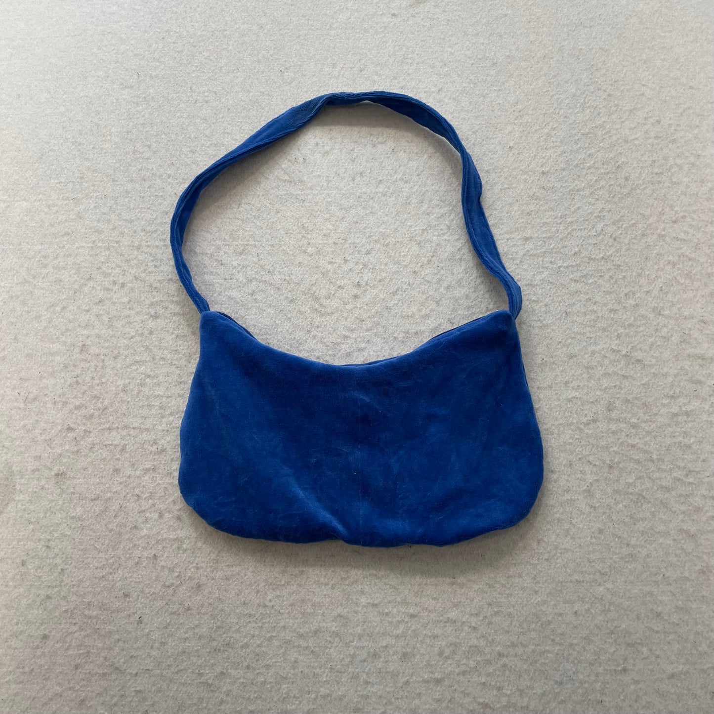 Juicy Couture Women's Cobalt Blue Velour Glitter Logo Classic Y2k Shoulder Bag