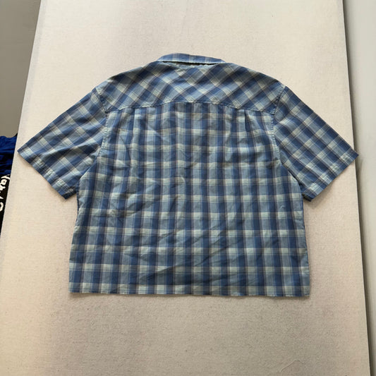 Timberland Blue Plaided Button-Down Shirt Short-Sleeve Casual Fit Size XL