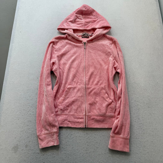 Juicy Couture Women's Pink Zip-Up Hoodie & Drawstring Pants Tracksuit Set Size L