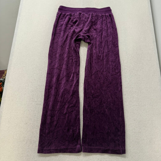 Juicy Couture Women's Fuchsia Purple Velour Wide Leg Flare Track Pants Size M