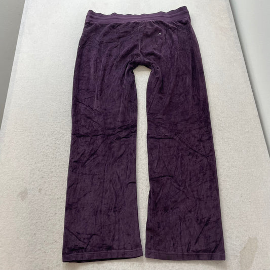 Vintage Juicy Couture Women's Deep Purple Velour Flared Leg Track Pant Size L