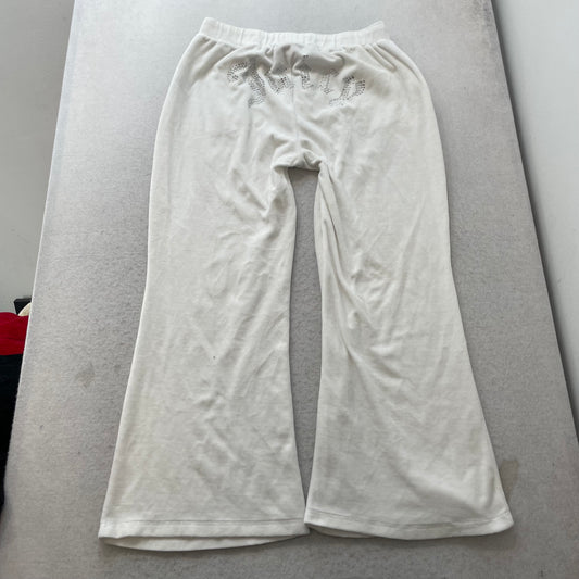 Juicy Couture Forever 21 Women's White Velour Flared Track Pant Pockets Size 1X