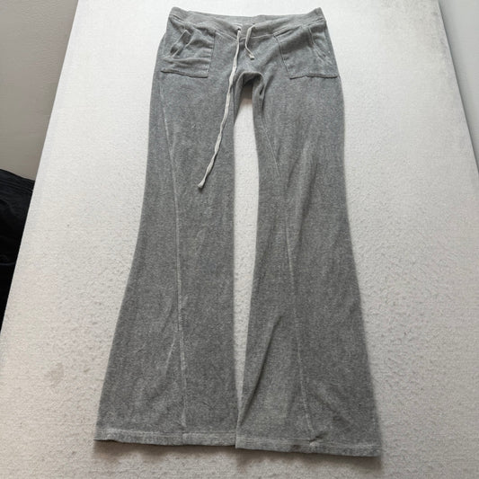 Juicy Couture Women's Heather Grey Velour Flared Track Pants Pockets Y2k Size M