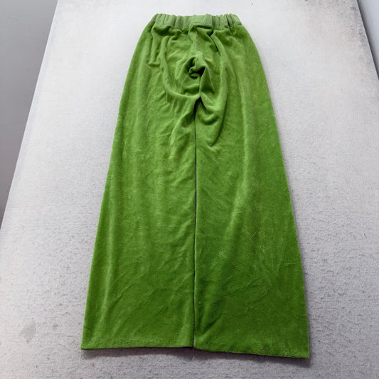 2003 Vtg Juicy Couture Women's Apple Green Terry Cloth Flared Track Pants Size P