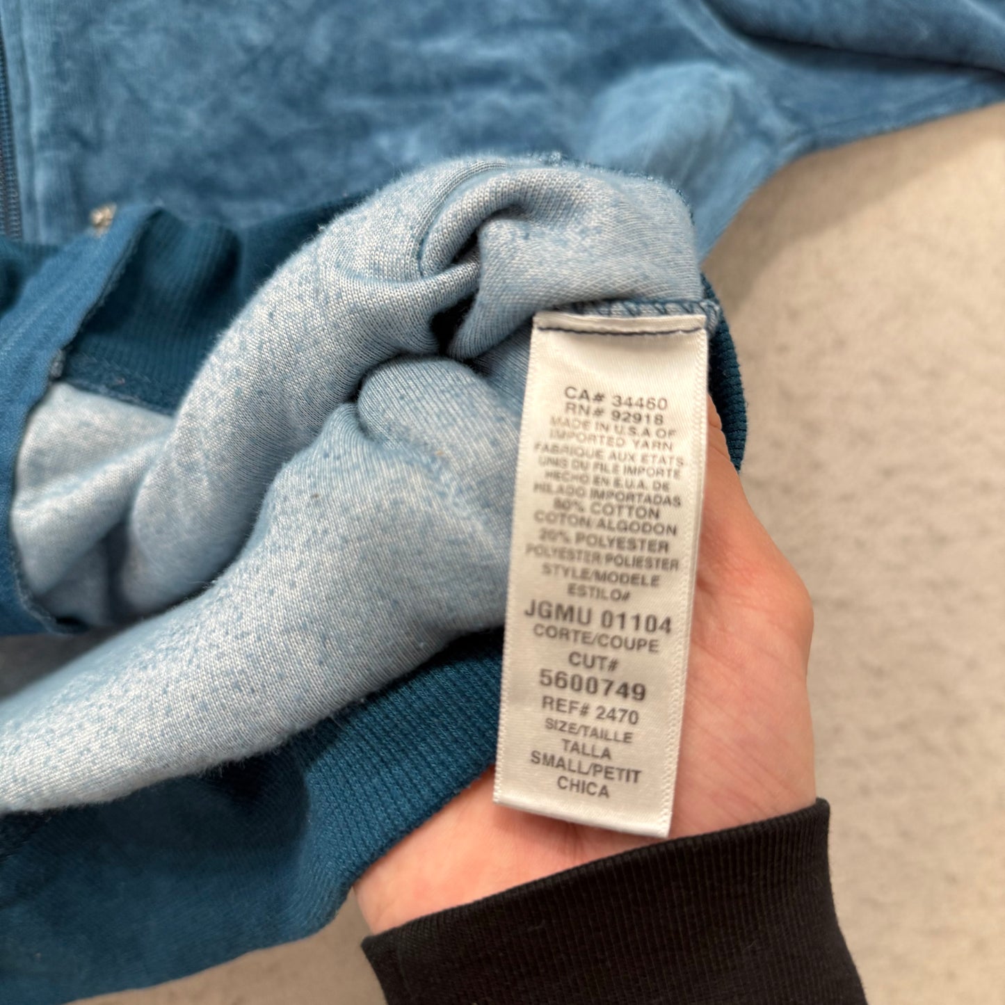 Vintage Juicy Couture Women's Steel Blue Velour Zip-Up Hoodie Pockets Y2k Size S