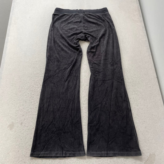 Juicy Couture Women's Charcoal Grey Velour Flared Track Pants Drawstring Size M