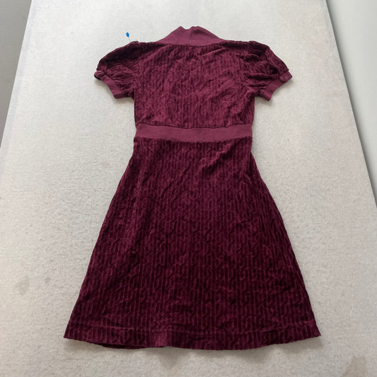 Vintage Juicy Couture Women Burgundy Velour Mini Dress Scoop Neck Classic Size S