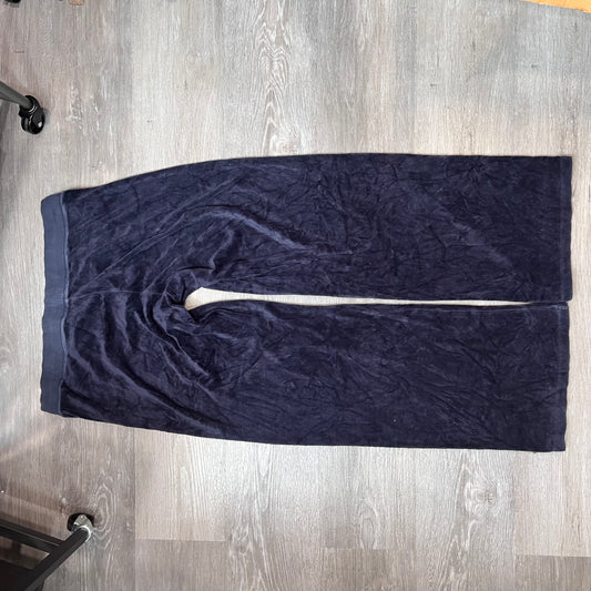 Juicy Couture Choose Juicy Women's Navy Velour Wide Leg Track Pant Logo Size XL