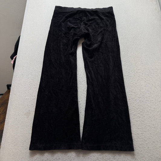 Vintage Juicy Couture Women's Black Velour Flared Track Pant Drawstring Size S