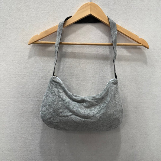 PINK by Victoria's Secret Gray Velour Casual Wear Logo Shoulder Baguette Bag