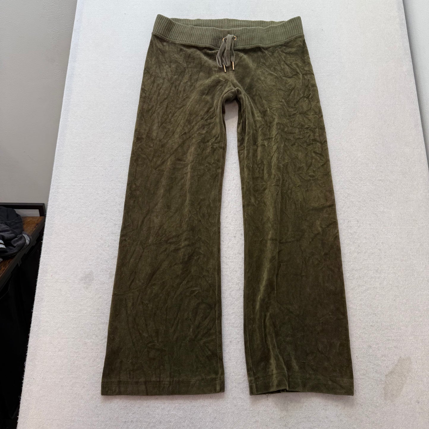 Juicy Couture Women's Olive Green Flared Leg Track Pant Drawstring Casual Size M