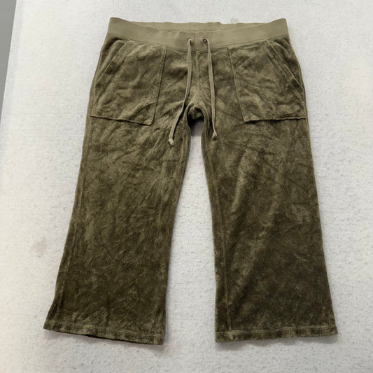 RARE Vtg Juicy Couture Women's Olive Terry Cloth Wide Capris Pant Pockets Size S