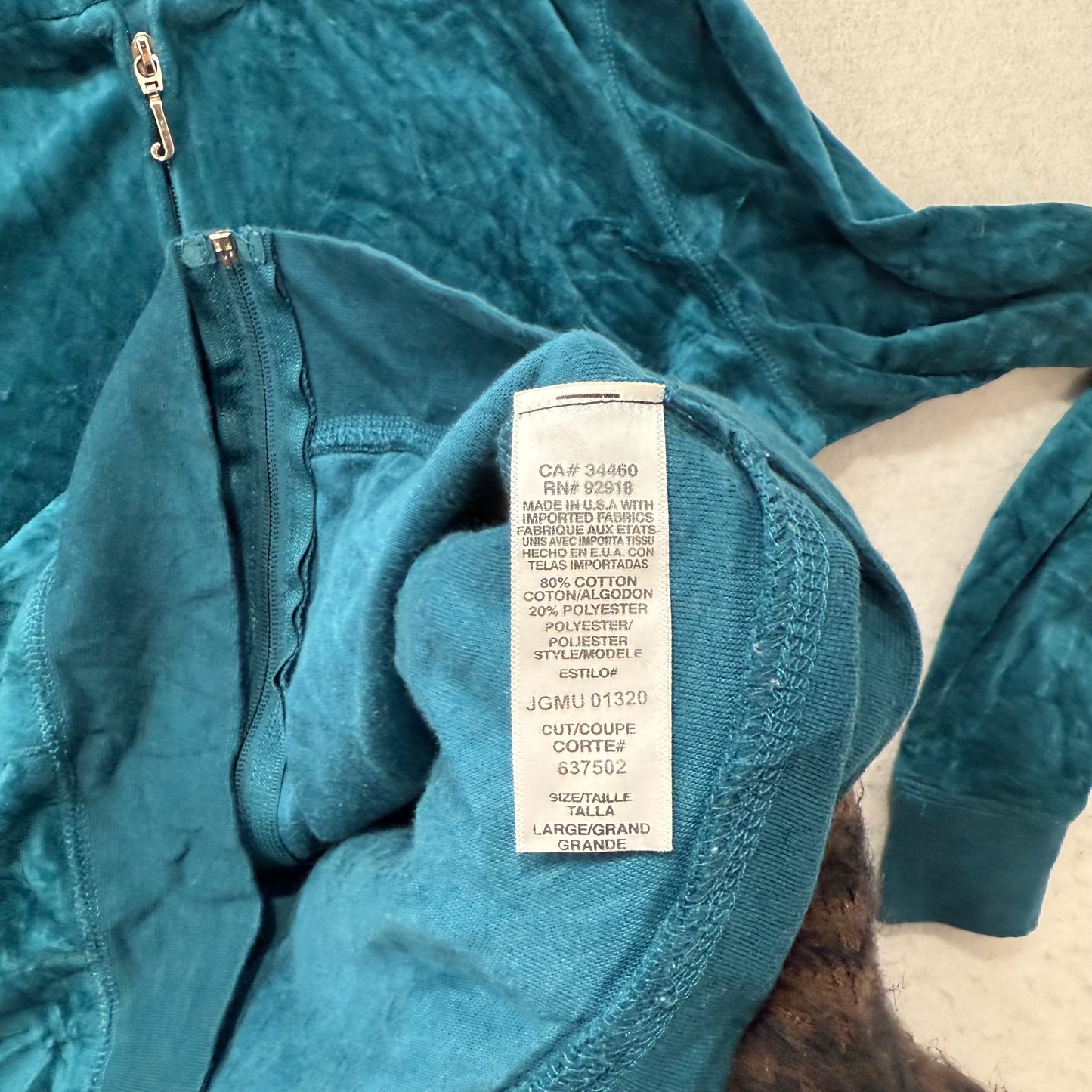 Vintage Juicy Couture "Scottie Dogs" Women's Deep Lagoon Full Zip Hoodie Size L