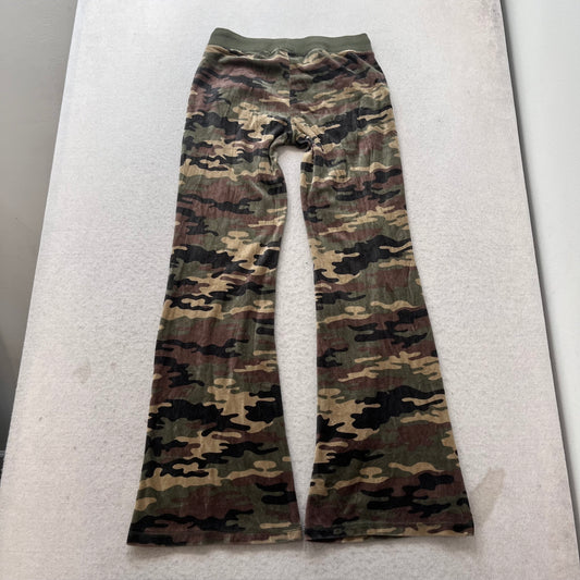 Vintage Juicy Couture Women's Camo Print Velour Flared Track Pant Pockets Size S