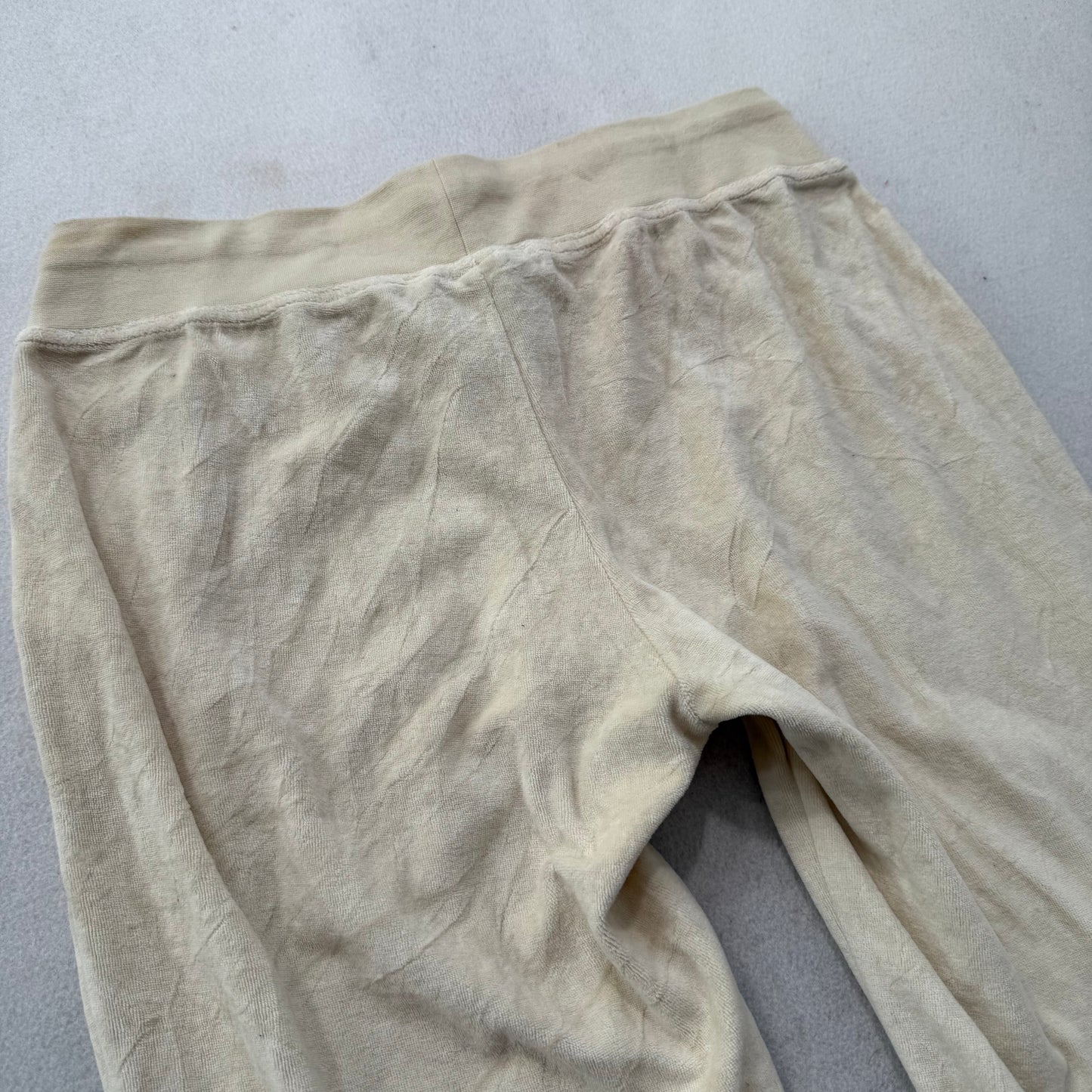 2003 Juicy Couture Women's Beige Velour Flare Track Pants Drawstring Y2K Size XL
