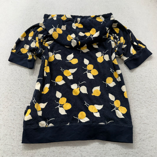 Vintage Juicy Couture Women's Navy Terry Cloth Lemon Print Pattern Hoodie Size L