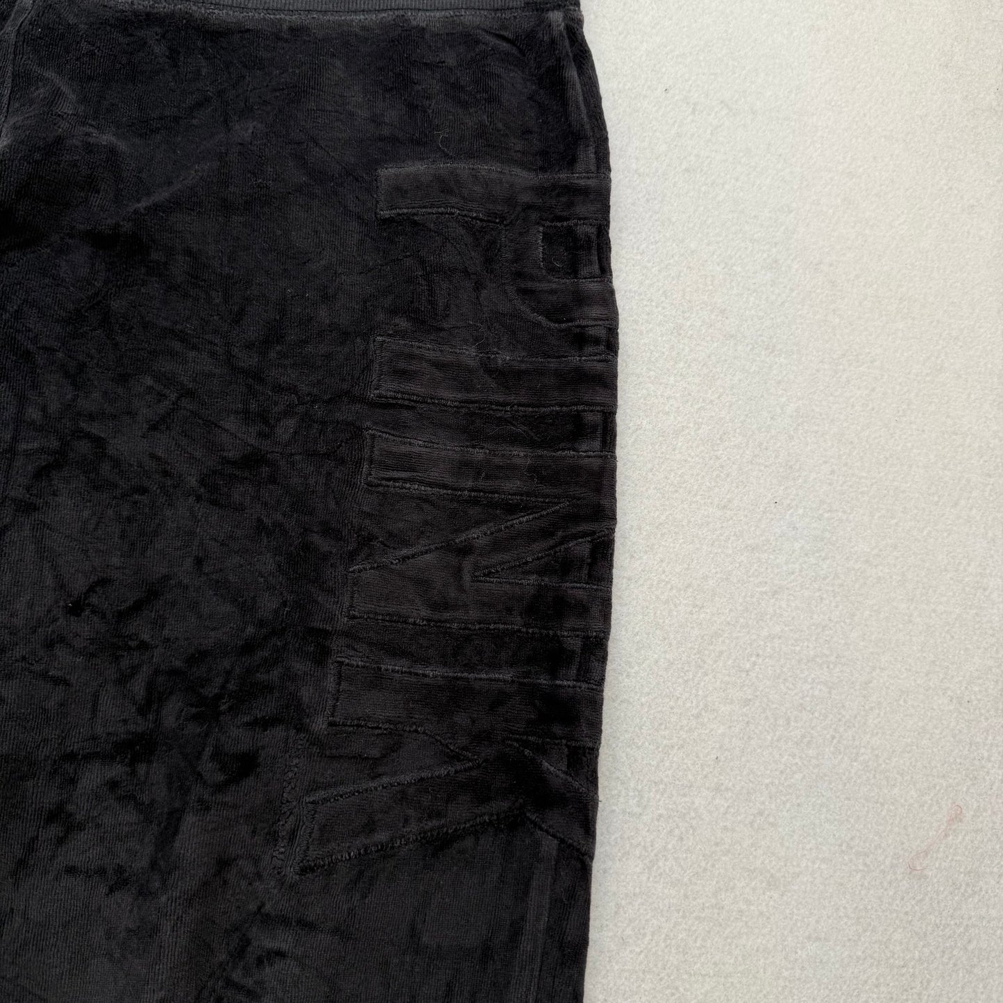 PINK Victoria’s Secret Women Black Velour Flared Track Pant Elastic Waist Size M