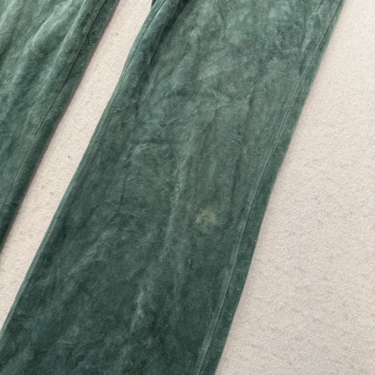 Juicy Couture Women's Sage Green Velour Flared Track Pant Loungewear Y2k Size M