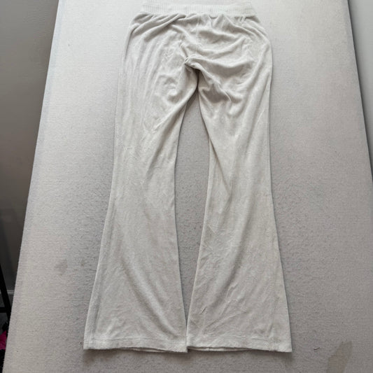 Vintage Juicy Couture Women White Terrycloth Flared Track Pant Drawstring Size S