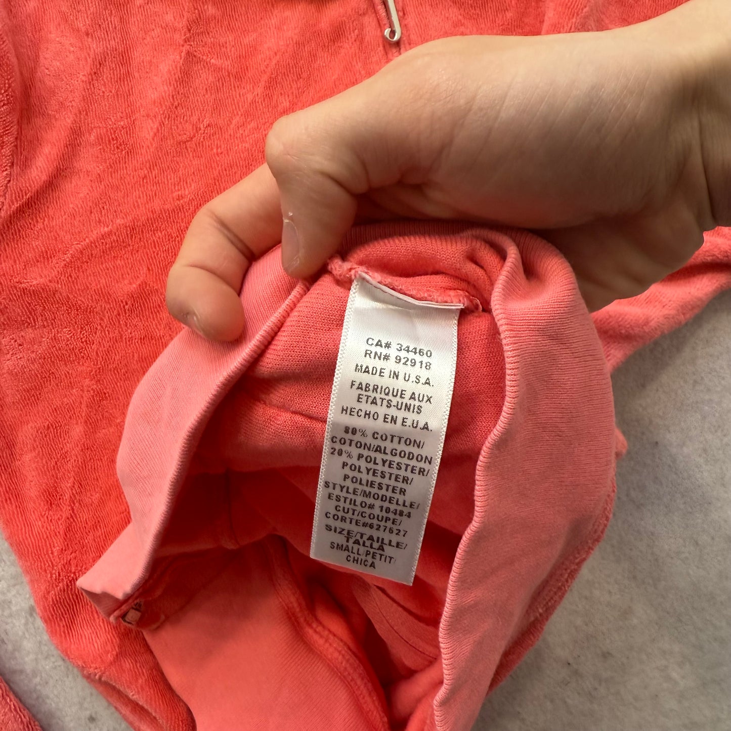 Vintage Juicy Couture Women's Guava Terrycloth Zip Up Hoodie Loungewear Size S