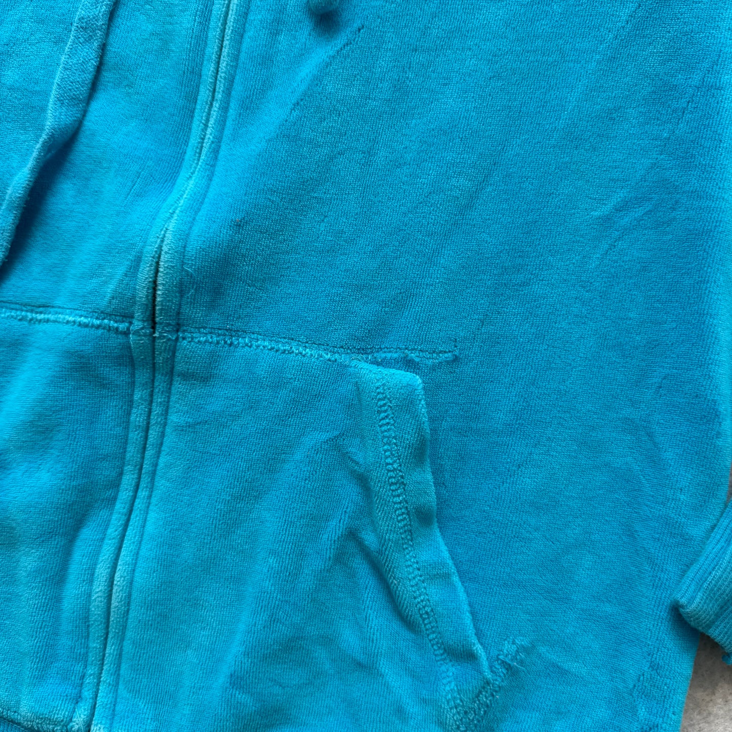 PINK Victoria's Secret Women Bright Cyan Velour Zip Up Hoodie Preppy Logo Size S