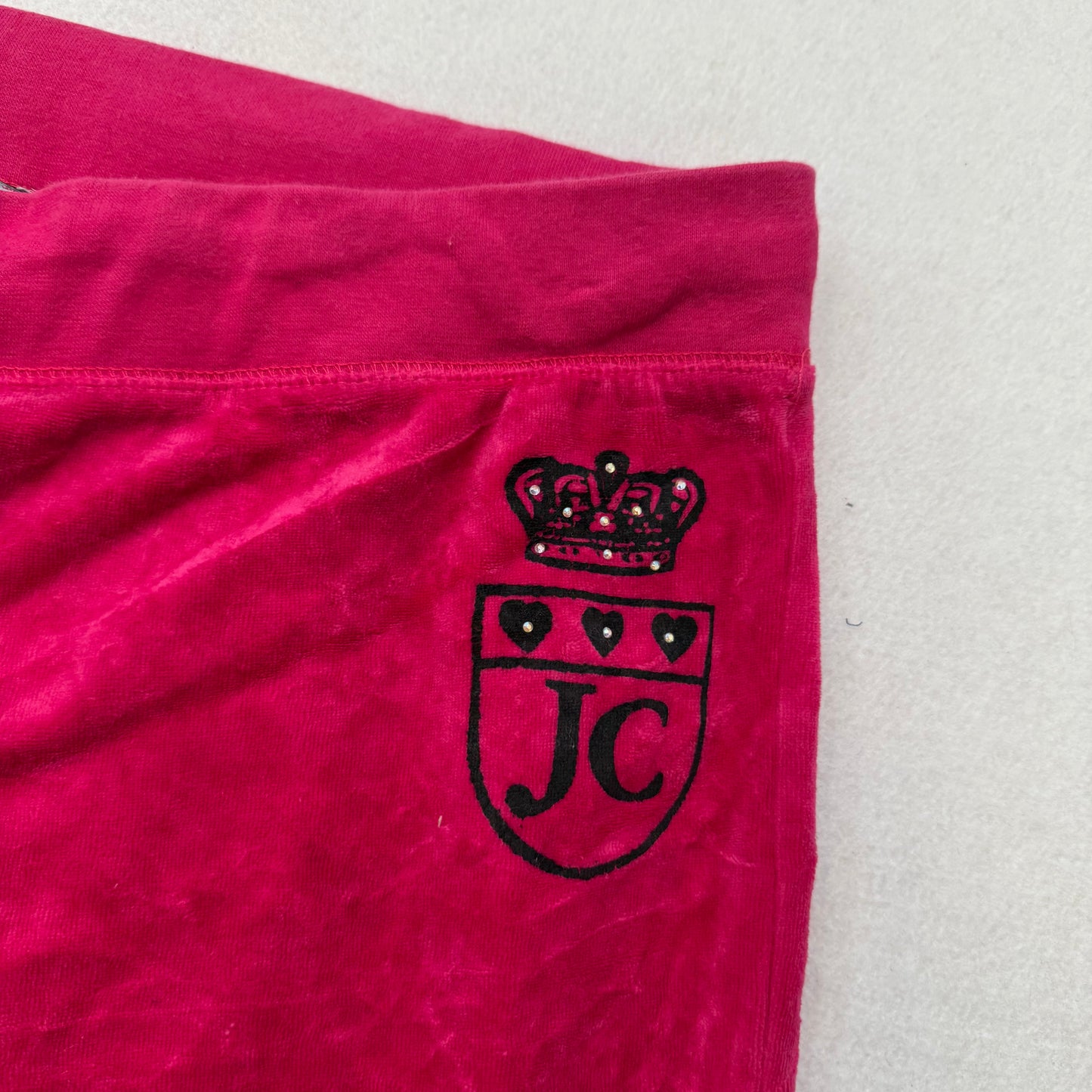 Juicy Couture Women's Dark Hot Pink Flare Track Pant Rhinestone Logo Y2K Size XL