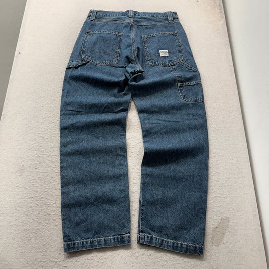 Levi Strauss Signature Men's Blue Denim Carpenter Jeans Pockets Size W32xL32