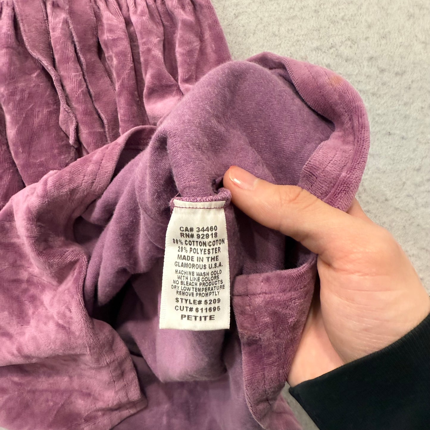 2003 Vtg Juicy Couture Women's Purple Velour Smocked Tube Dress Strapless Size P