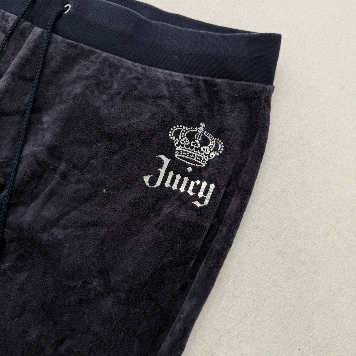 Juicy Couture Women's Navy Velour Hoodie & Drawstring Pant Tracksuit Set Size M