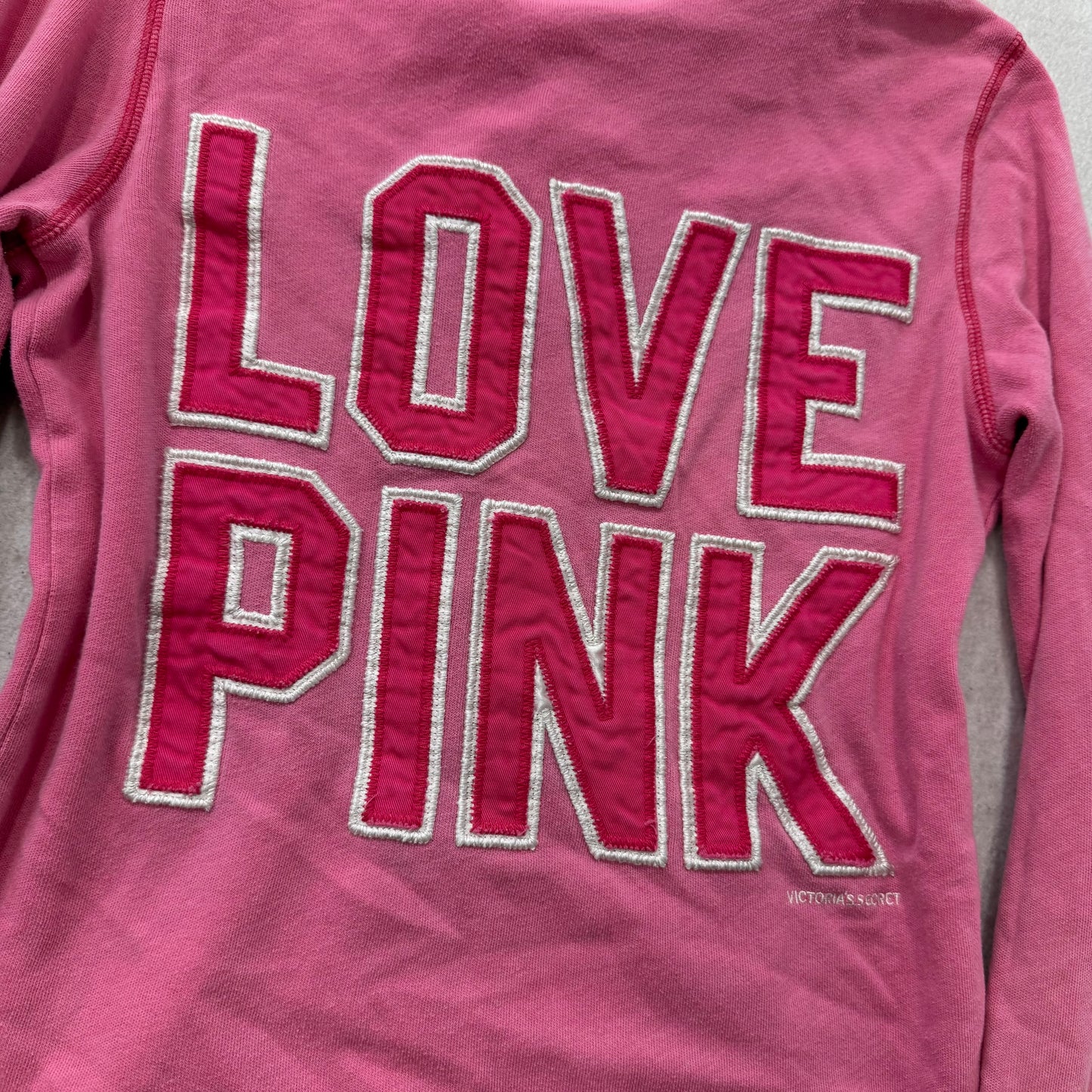 PINK Victoria's Secret Women's Pink Zip-Up Hoodie Long Sleeves Dog Logo Size S
