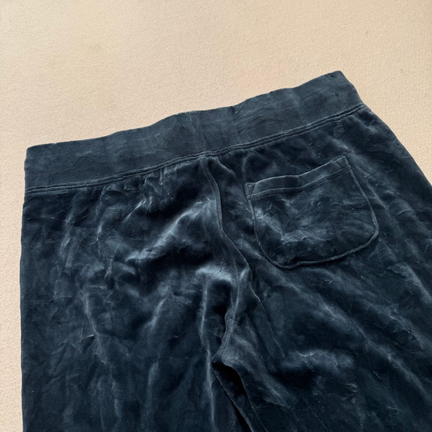 Juicy Couture Women's Regal Blue Velour Flared Track Pants Drawstring Size XL