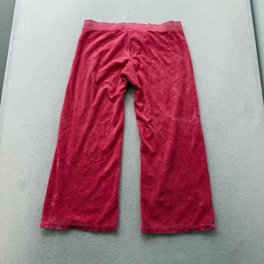 2003 Vintage Juicy Couture Women Hot Pink Terrycloth Wide Leg Track Pants Size S