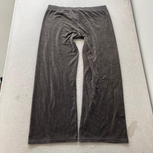 Juicy Couture Women's Charcoal Gray Velour Flared Track Pants Drawstring Size XL