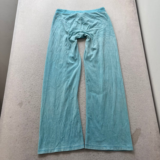 Vintage Juicy Couture Women's Light Blue Flared Track Pant Drawstring Y2K Size L