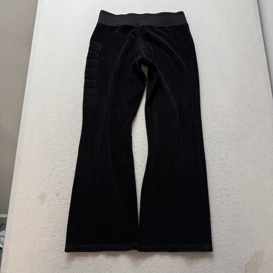 PINK Victoria's Secret Women's Jet Black Velour Flared Leg Track Pants Size S