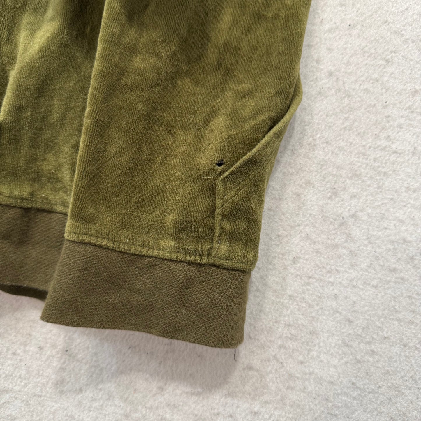 Juicy Couture Women's Olive Green Velour Zip-Up Hoodie Drawstring Pockets Size M