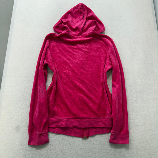 Juicy Couture Women's Hot Pink Velour Zip Up Hoodie Loungewear Preppy Y2k Size M