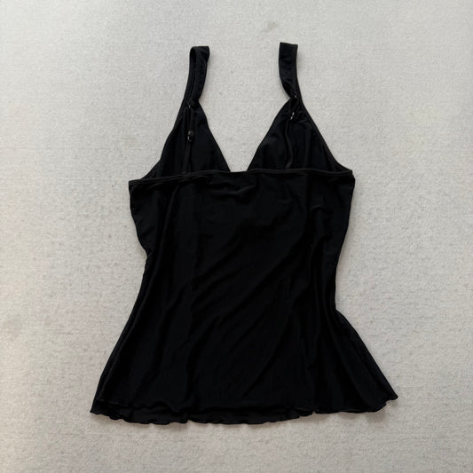 Studio Donatella Women's Black Polyester Camisole Top Lace Applique Y2K Size M