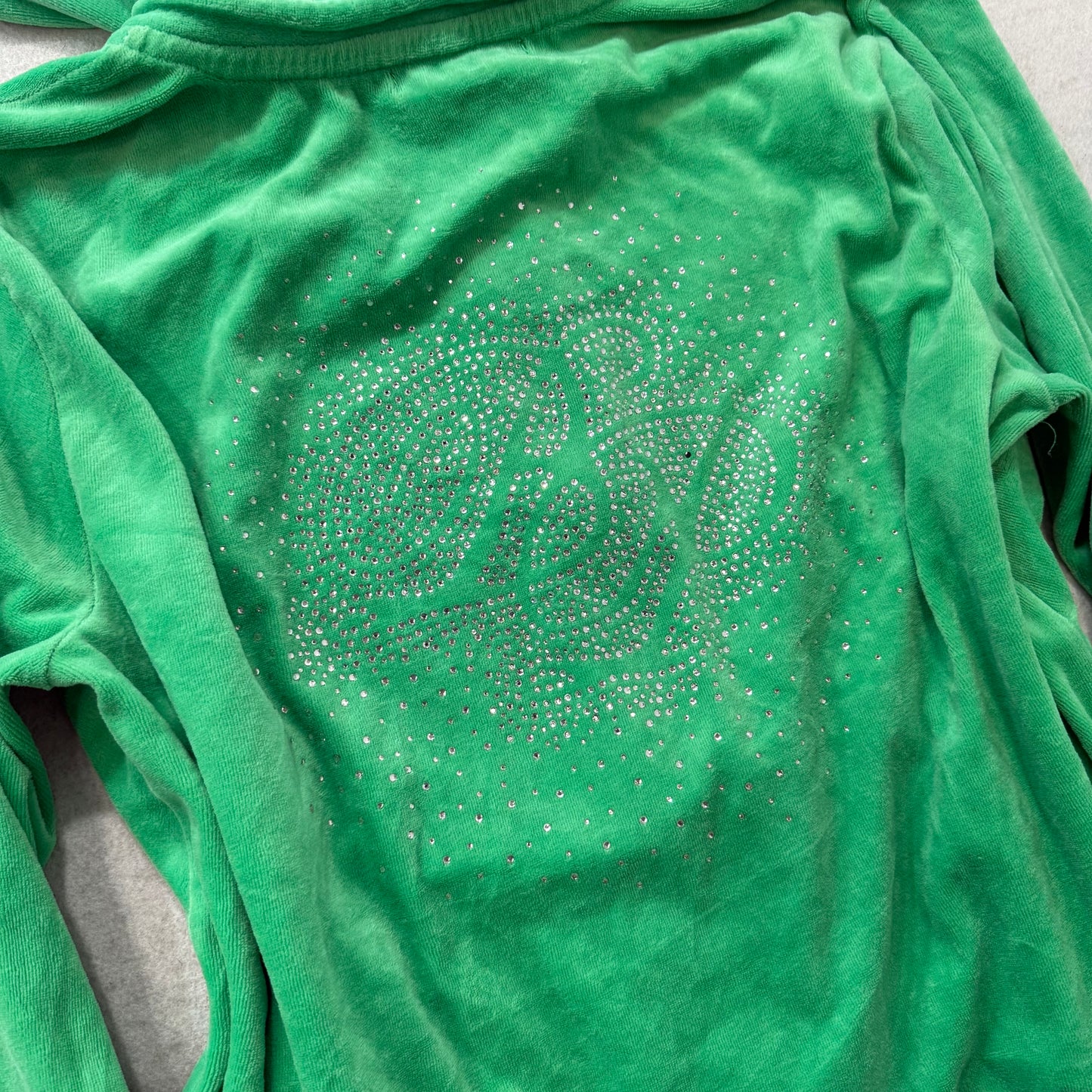 Baby Phat Women's Green Velour Zip-Up Hoodie Rhinestones Classic Fit Size 1X