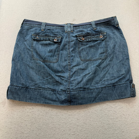 Lee Lower On The Waist Women Blue Denim Skirt Utility Pocket Drawstring Size W36