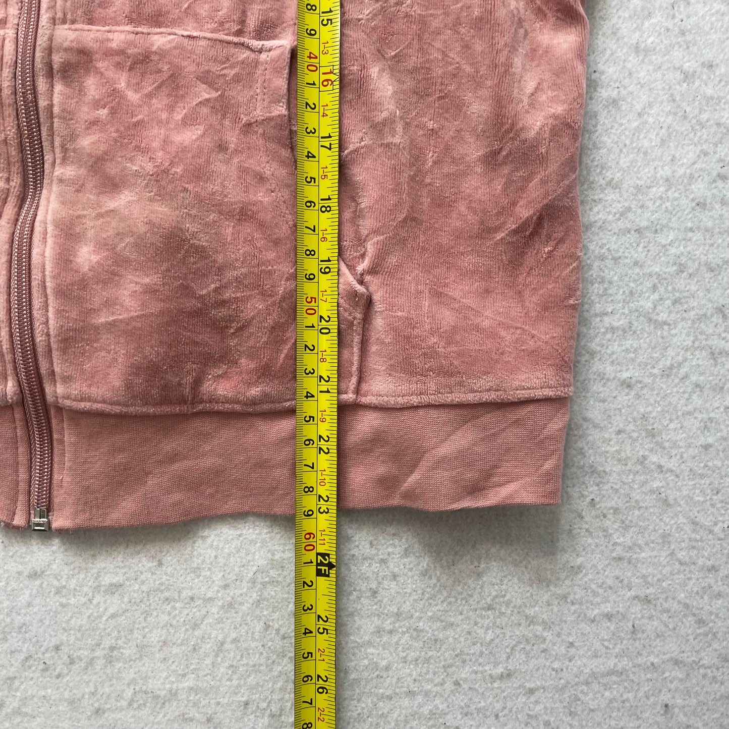 Juicy Couture Women's Dusty Rose Velour Full Zip Hoodie Pockets Preppy Size XL