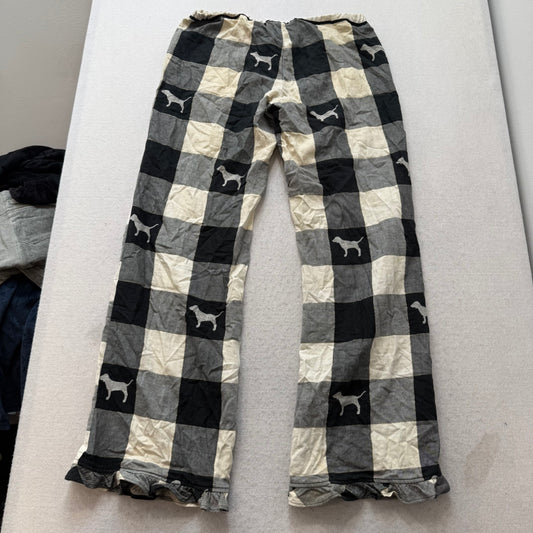 Victoria's Secret PINK Black White Buffalo Plaid Pattern Pajama Pants Size S