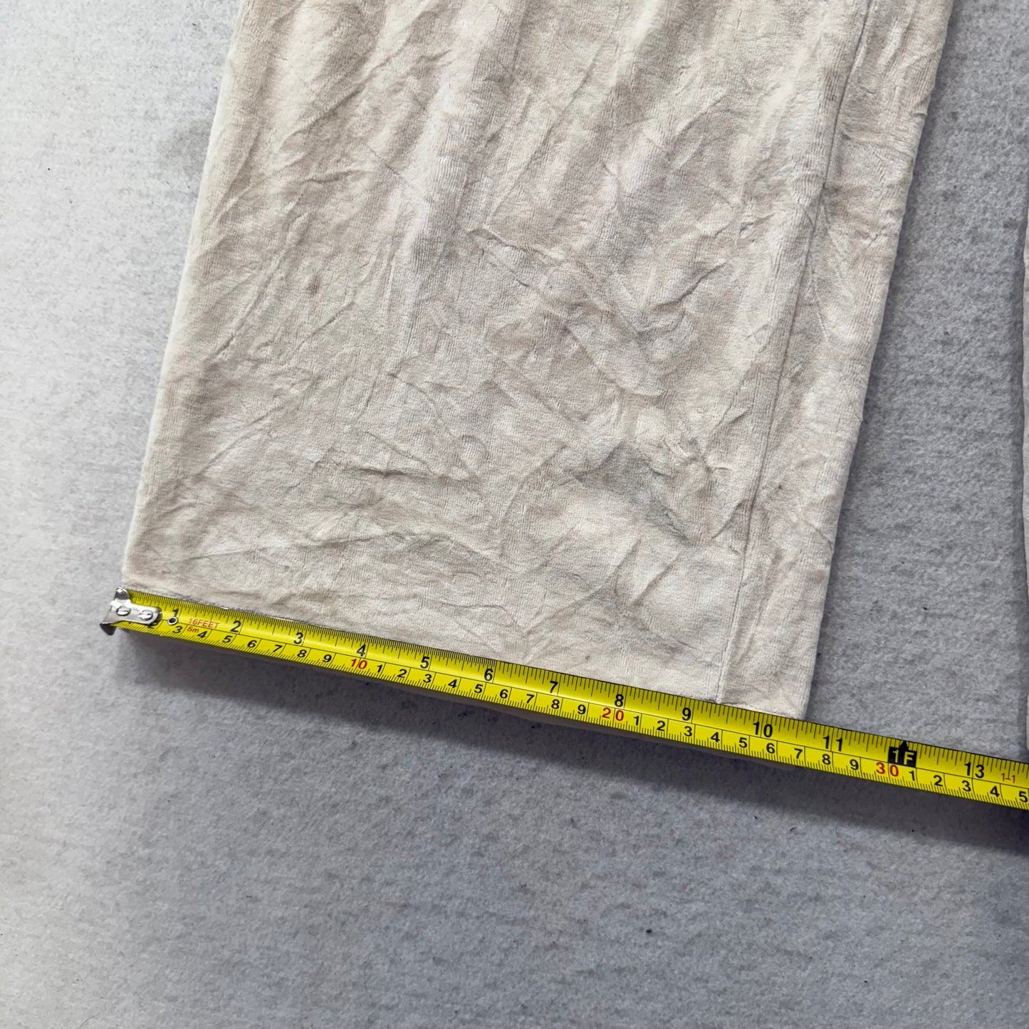 Vintage Juicy Couture Women's Cream Velour Flared Track Pant Loungewear Size L