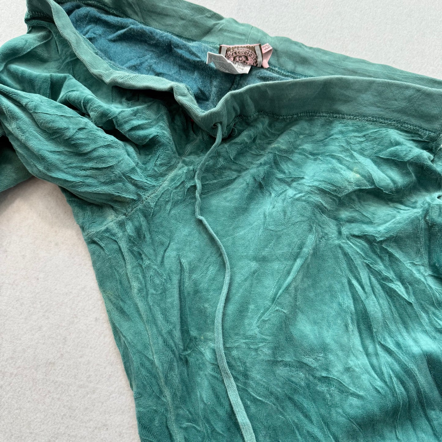 Vintage Juicy Couture Women's Emerald Velour Flared Wide Leg Track Pants Size L