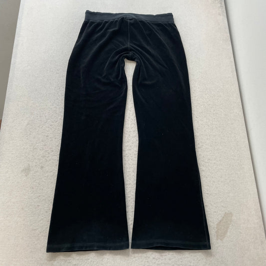 Juicy Couture Women's Black Velour Flared Leg Track Pants Drawstring Y2K Size M