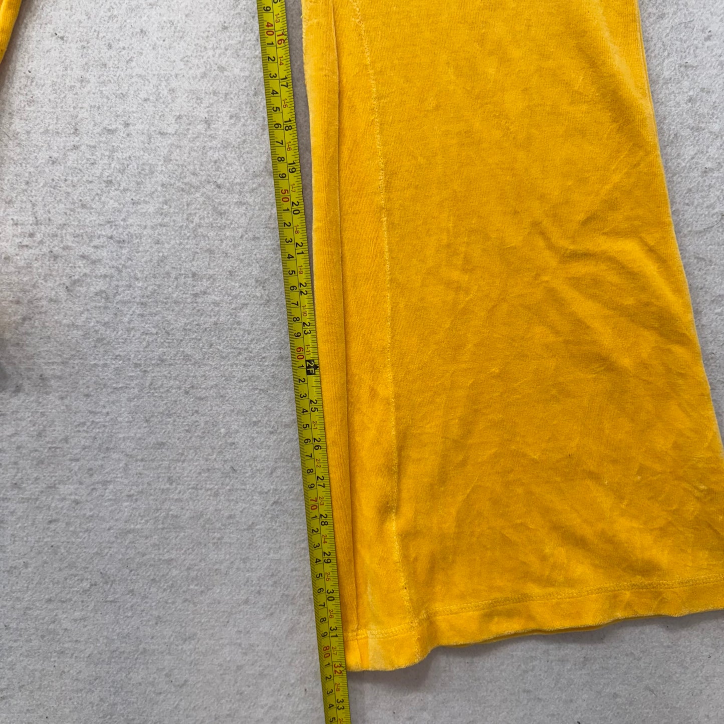 Vintage Juicy Couture Women's Mustard Yellow Flare Track Pant Flap Pocket Size L