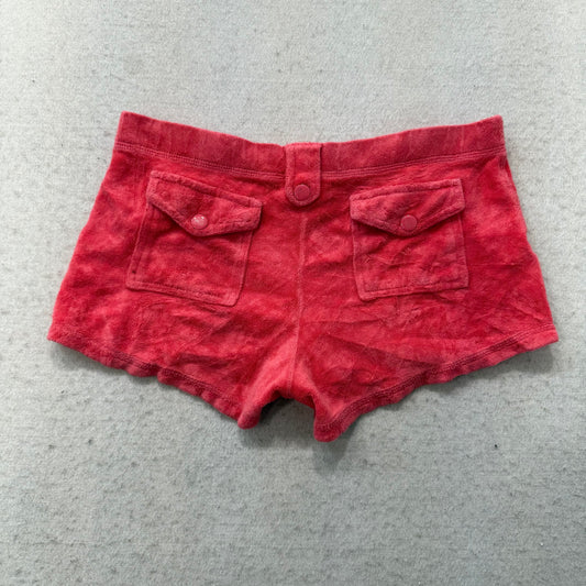 2003 Vintage Juicy Couture Kid's Red Terry Cloth Lounge Shorts Pockets Size 12