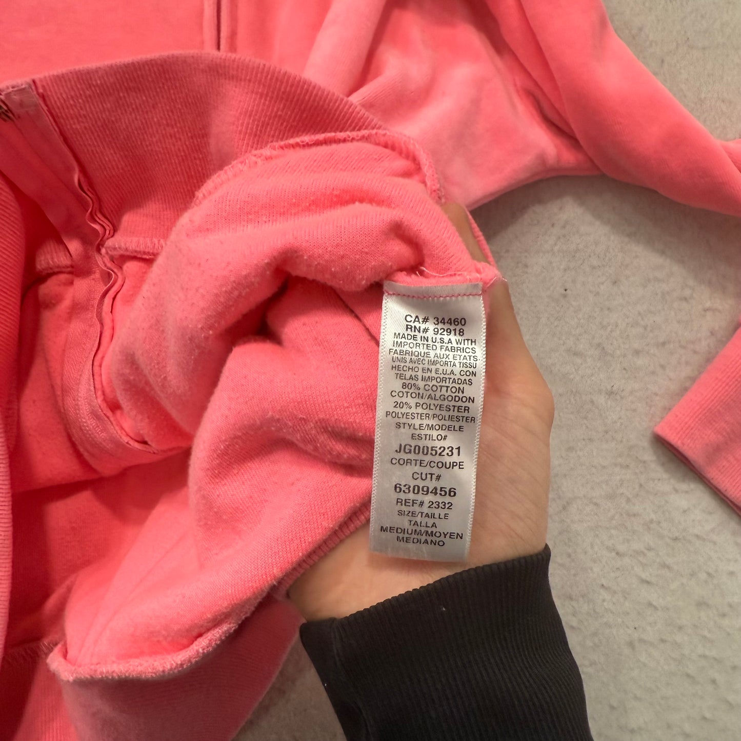Juicy Couture Womens Vibrant Pink Velour Zip-Up Hoodie Loungewear Pockets Size M