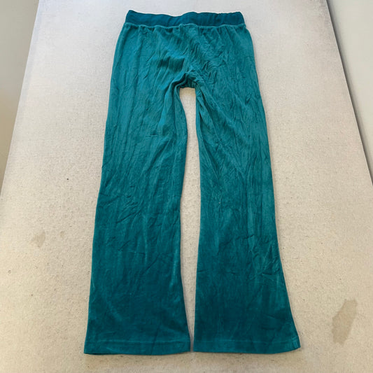 Vintage Juicy Couture Womens Teal Velour Track Pant Loungewear Drawstring Size S