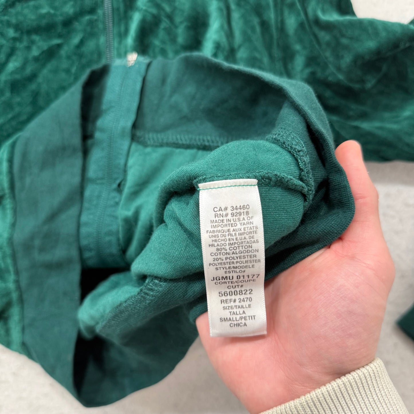 Vintage Juicy Couture Womens Dark Green Velour Zip Up Hoodie Graphic Logo Size S